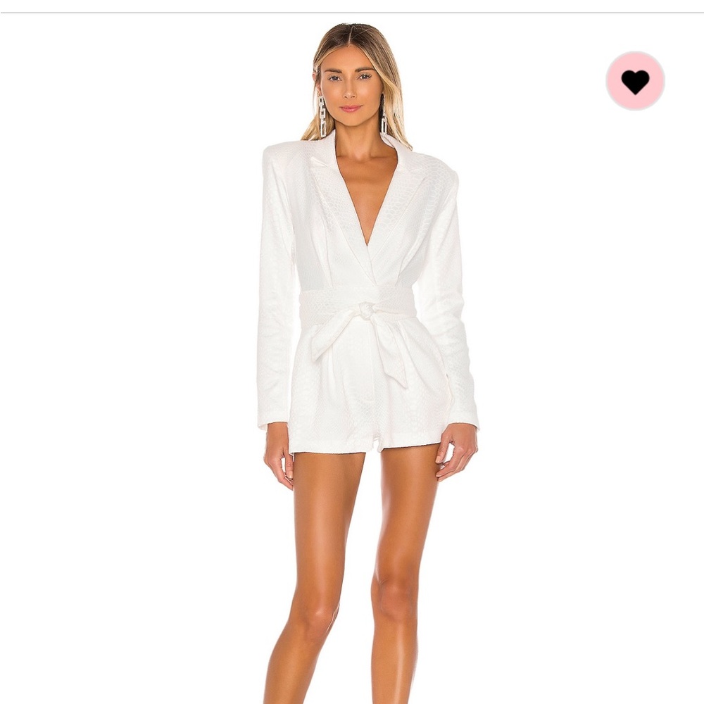 Revolve X Michael Costello White Belted Romper size xs